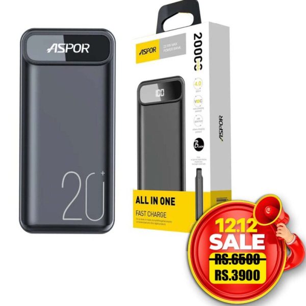 Aspor A396 PD 22.5 watt 20000mAh Power Bank